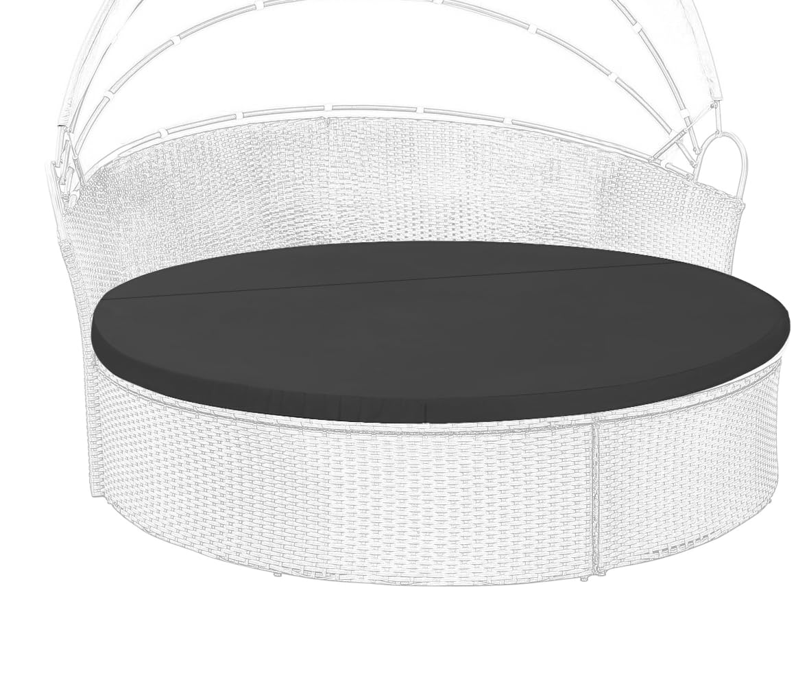 FSJITF Outdoor Sunproof Waterproof Round Bed Cover, Replacement Patio Furniture Daybed Cushion Cover, Cover ONLY (Charcoal Gray,