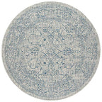 Safavieh Courtyard Collection Area Rug - 7'1 Round, Grey & Navy, Non-Shedding & Easy Care, Indoor/Outdoor & Washable-Ideal For Patio, Backyard, Mudroom (Cy8680-36812)