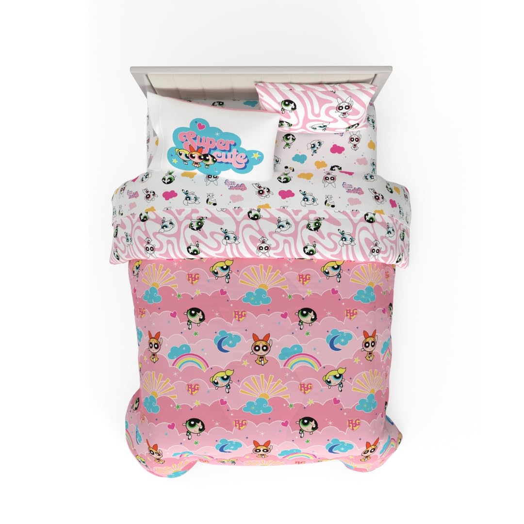 Franco Collectibles Powerpuff Girls Bedding 7 Piece Super Soft Comforter And Sheet Set With Sham, Full, (100% Official Licensed