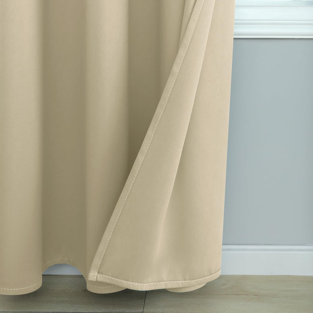 Mrs.Naturall Biscotti Beige Grommet Blackout Curtains For Bedroom 52X92 Inch Length