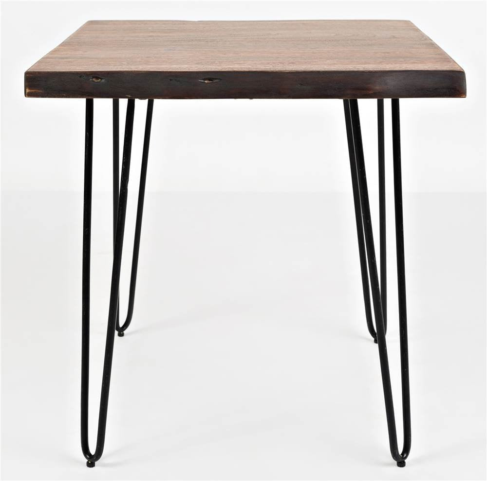 Jofran Nature's Edge Modern Solid Wood Natural Live Edge Square End Table, Chestnut