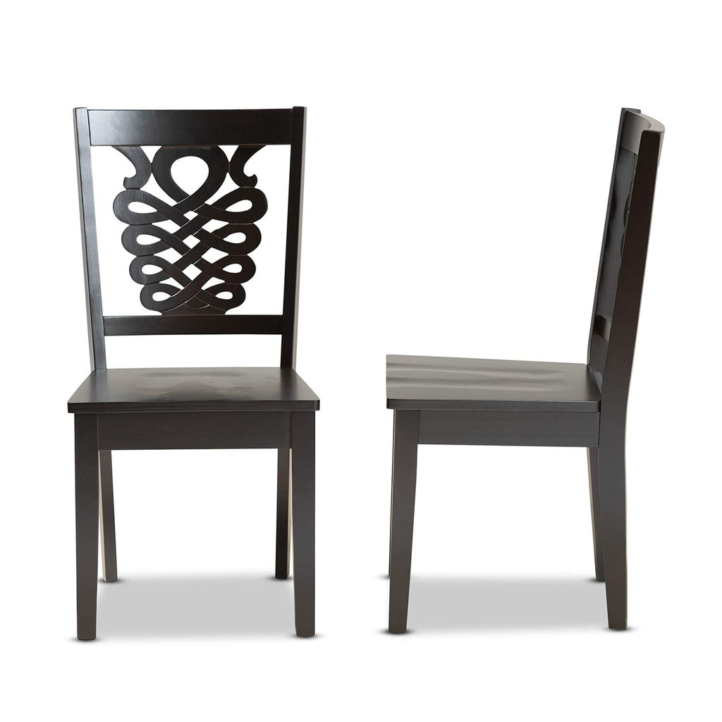 Baxton Studio Gervais Modern and Contemporary Transitional Dark Brown Finished Wood 2-Piece Dining Chair Set