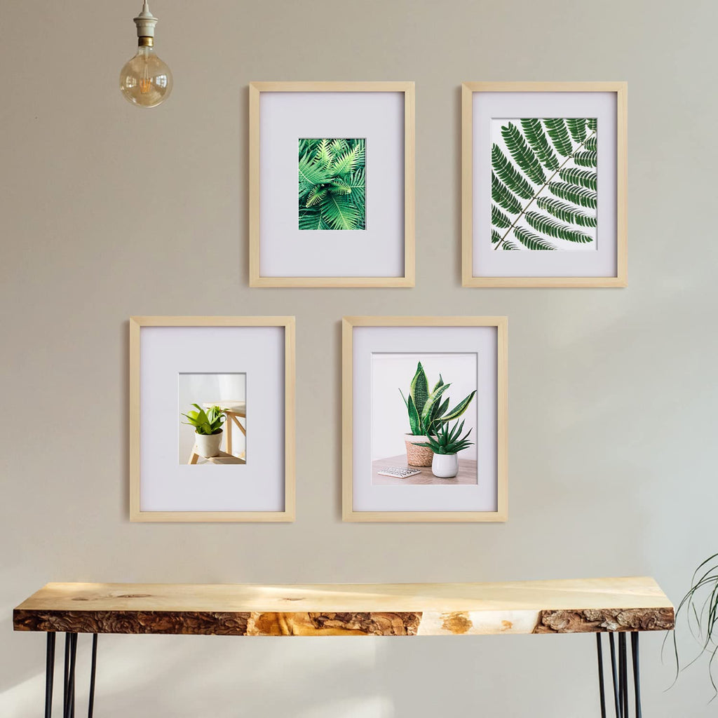 Egofine 11X14 Picture Frames Natural Wood 2 Pcs Made Of Solid Wood Covered By Plexiglass - For Table Top And Wall Mounting For P