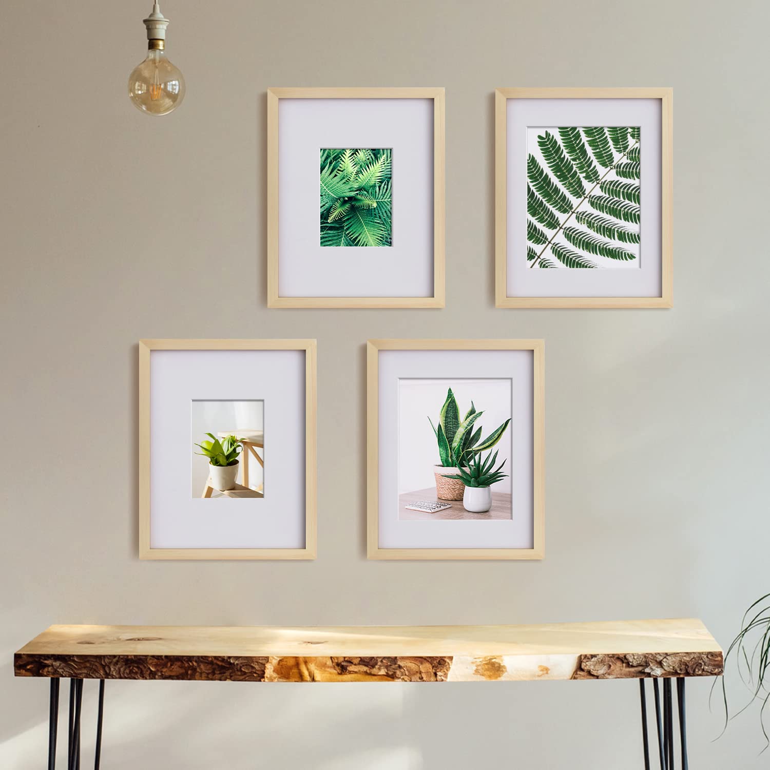 Egofine 11X14 Picture Frames Natural Wood 2 Pcs Made Of Solid Wood Covered By Plexiglass - For Table Top And Wall Mounting For P