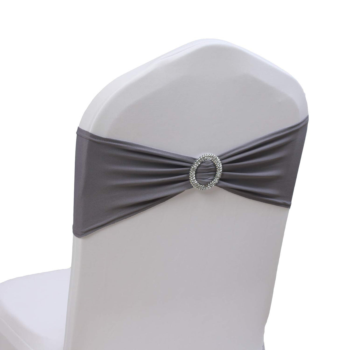 100Pcs Aqua Spandex Stretch Chair Sashes Bows Elastic Chair Bands With Buckle Slider Sashes Bows For Wedding Hotel Banquet Birth
