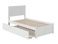 AFI, Nantucket Twin XL Platform Bed with Footboard, Twin XL Trundle and Attachable USB Charger, White