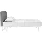 CasaFoyer  Tracy King Size Platform Bed | Durable MDF | Open Design | Foam Padded Headboard | Easy to Maintain | White Finish