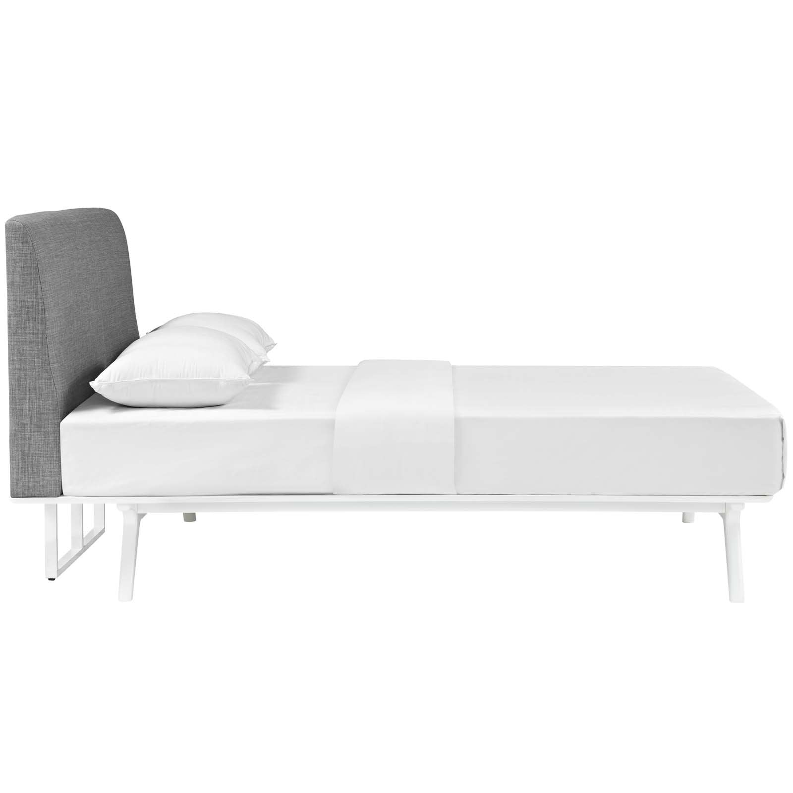 Modway Mod-5765-Whi-Gry Mid-Century Modern Wood Platform Bed, Full, White Gray