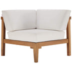Modway Eei-4258-Nat-Whi-Set Bayport Patio Teak Wood Sectional Sofa, 3 Piece Set, Natural White