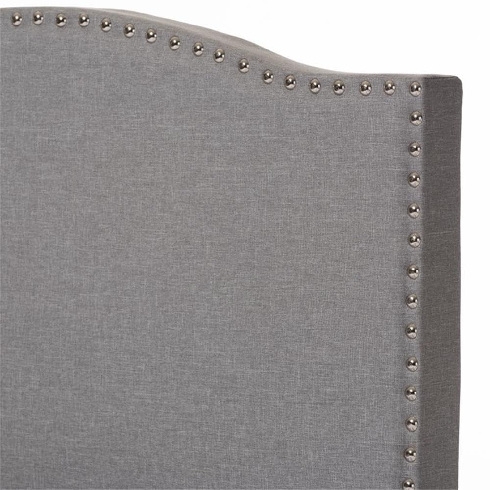 Baxton Studio Benjamin Modern and Contemporary Upholstered Arched Platform Bed with Nail Heads Grey