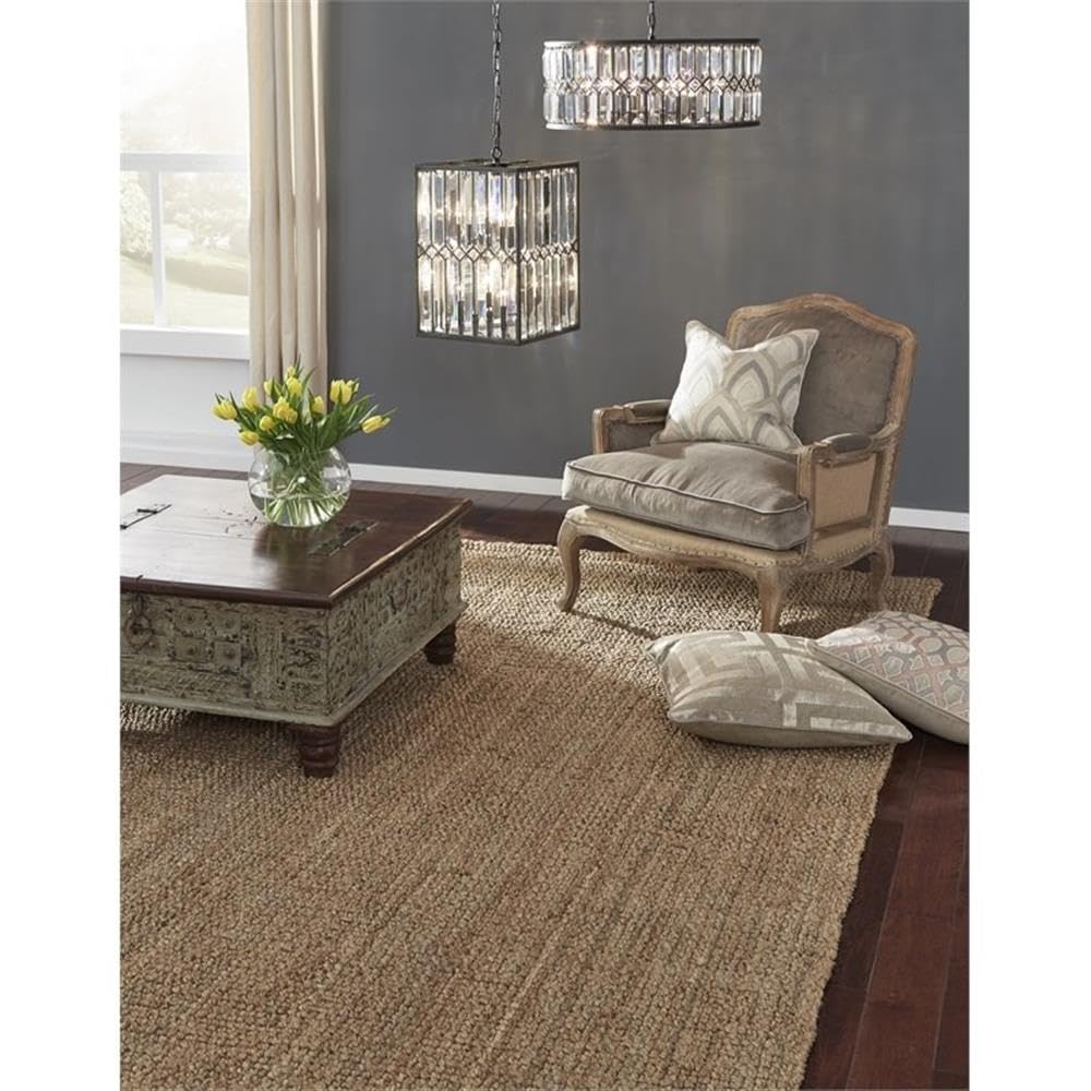 Classic Home Rugs Natural Chunky Loop Handspun Jute 5 By 8-Feet Area Rug