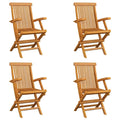 vidaXL Foldable Patio Chairs, Set of 4, Solid Teak Wood with Ergonomic Design, Easy to Store and Maintain, Versatile for Outdoor and Indoor Use