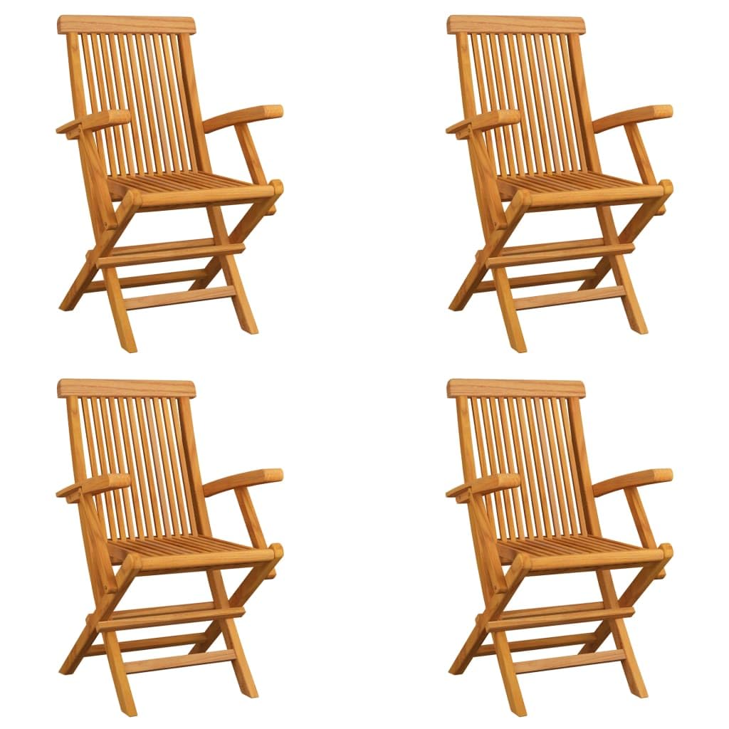 vidaXL Foldable Patio Chairs, Set of 4, Solid Teak Wood with Ergonomic Design, Easy to Store and Maintain, Versatile for Outdoor and Indoor Use