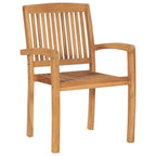 vidaXL Stacking Patio Chairs Set of 8 with Cushions-Made of Solid Teak Wood with Elegant Slatted Design Ideal for Garden, Patio and Dining Room-Comes with Cream Colored Cushions