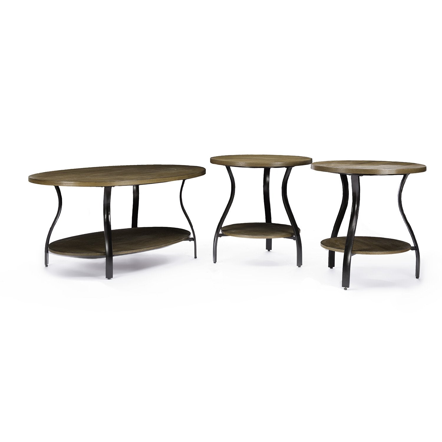 Baxton Studio 3 Piece Newcastle Wood And Metal Table Set, Brown