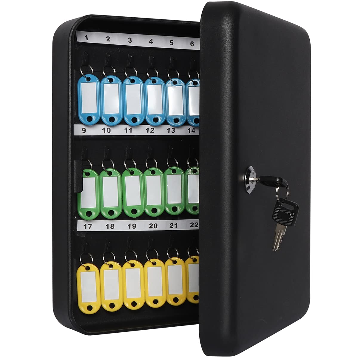 Jssmst Key Lock Box Wall Mount Security Key Storage Box, Locking Key Cabinet Wall Mount With 48 Key Hooks & Tags Key Labels, 11.