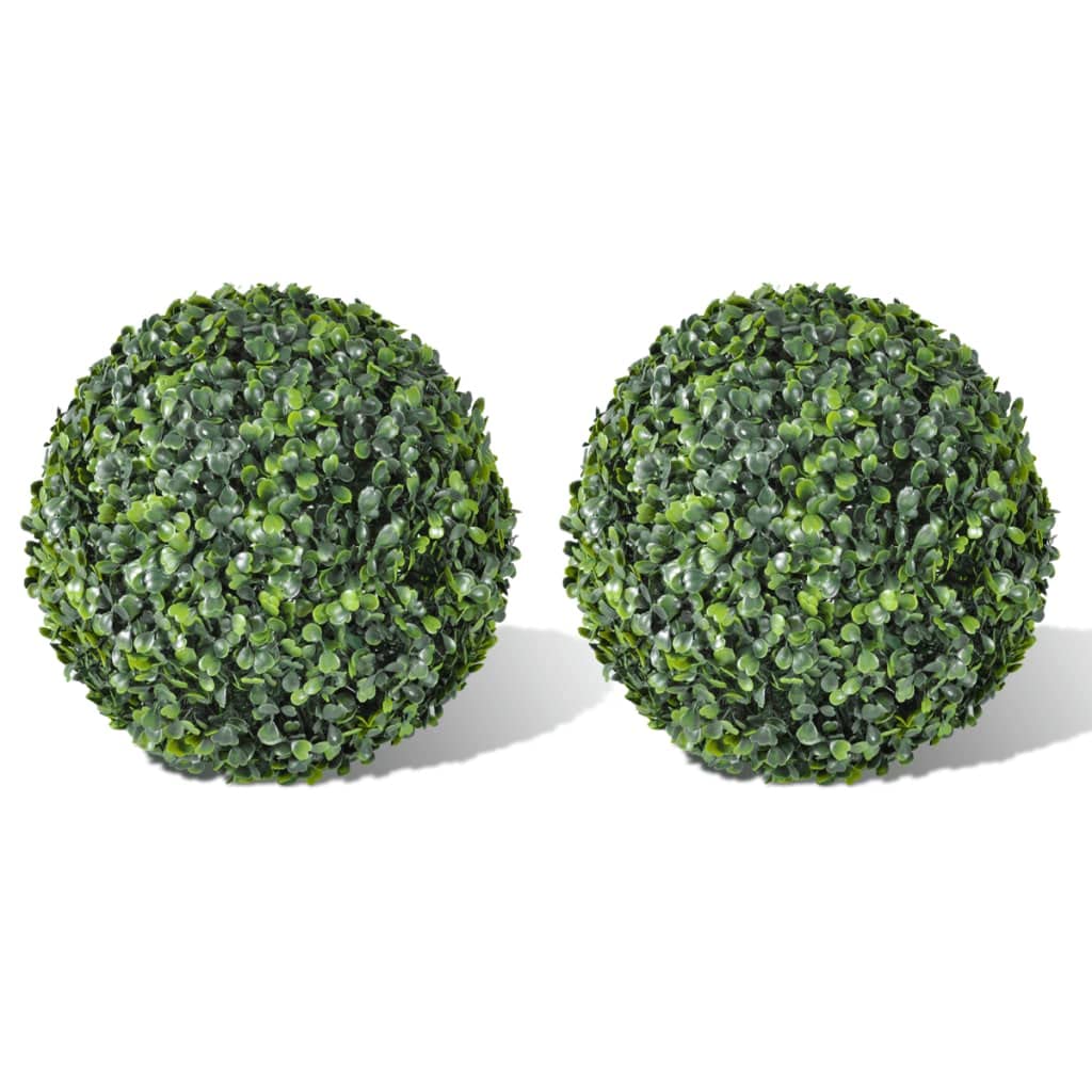 Vidaxl Artificial Topiary Tree 2 Pcs, Faux Boxwood Ball For Garden Decor, Artificial Boxwood Ball For Planter, Boxwood Topiary Ball, 13.8&quot;