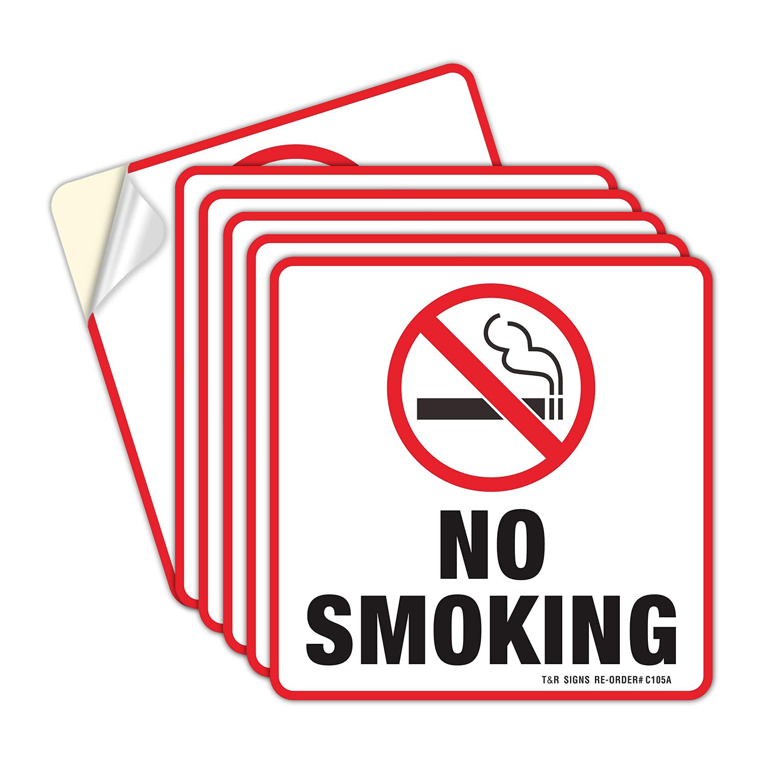 No Smoking Sign Stickers - 6 Pack 6 X 6 Inches - 4 Mil Vinyl - Laminated For Ultimate Uv, Weather, Scratch, Water And Fade Resis