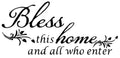 Decaltor Bless This Home and All who Enter - Vinyl Wall Decal Entryway Living Room D  cor Art Letters Quotes Stencil
