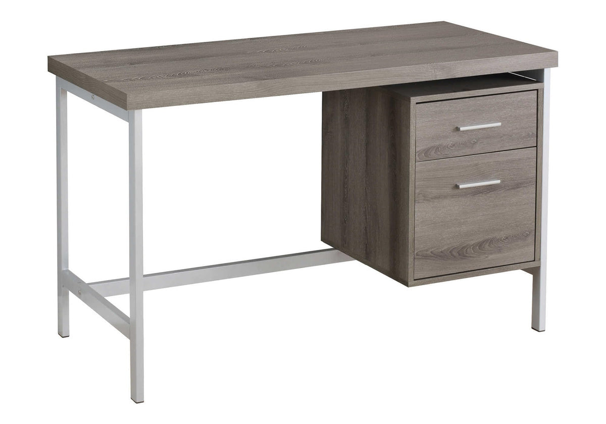 Monarch Specialties Contemporary Laptop Table with Drawer and File Cabinet Home & Office Computer Desk-Metal Legs, 48' L, Dark Taupe-Silver