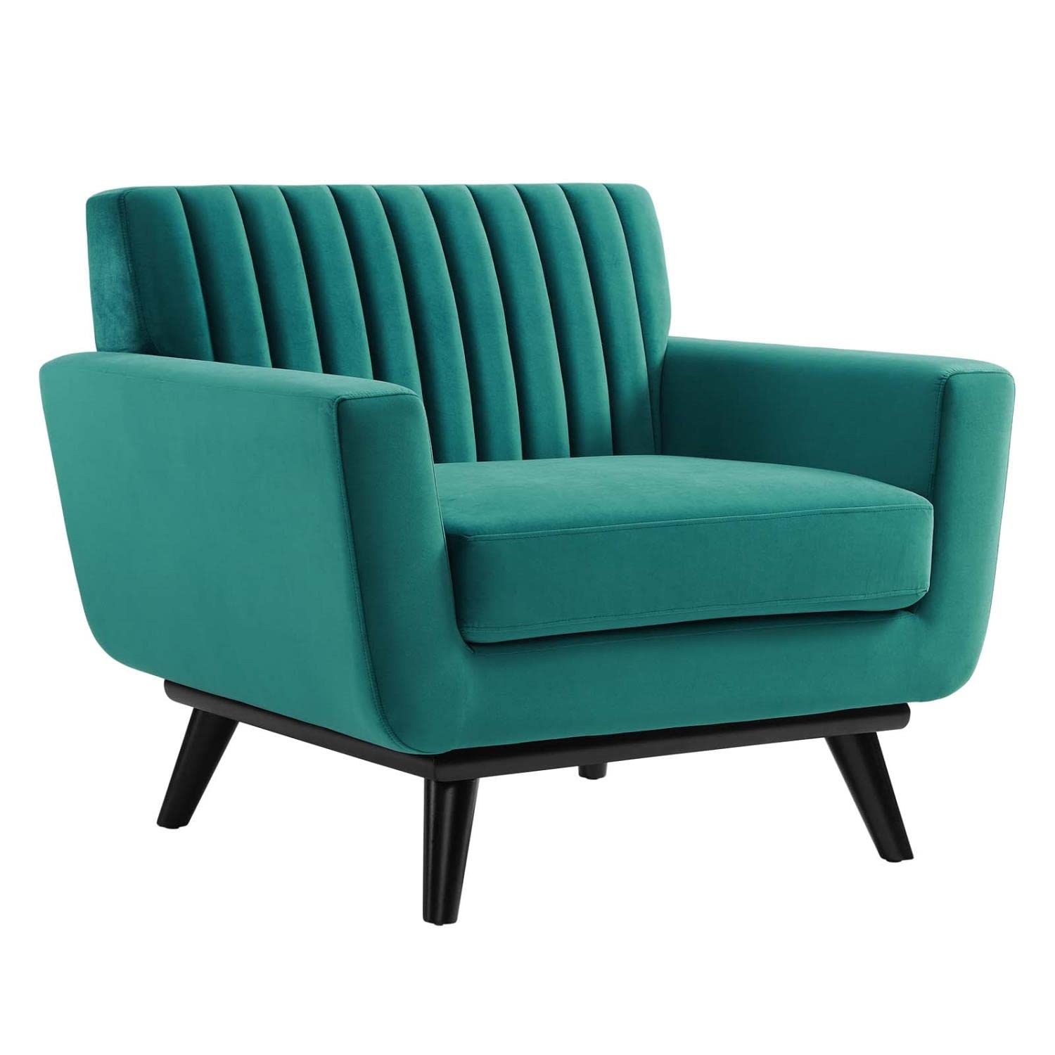 Modway Engage Channel Tufted Performance Velvet Armchair in Teal