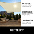 Gorilla Grip Heavy Duty Sun Shade, Uv Protection Fade Tear And Rust Resistant Rectangle Sunshade Canopy, Curved Edges Blocks Sunlight, Breathable Sail, Outdoor Patio, Lawn Garden 10X10 Ft Butter Cream