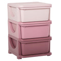 Qaba 3 Tier Kids Storage Unit, 3 Drawer Chest Toy Organizer Plastic Bins for Kids Bedroom Nursery Kindergarten Living Room for B