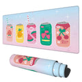 Desk Mat, Kawaii Fruit Flavors Sparkling Soda Drink Extended Gaming Mouse Pad Large, 31.5'X11.8' Big Mouse Pad With Non-Slip B