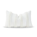 Hofdeco Premium Coastal Patio Tufted Indoor Outdoor Lumbar Pillow Cover Only, 12'X20' Water Resistant For Backyard, Couch, Whi