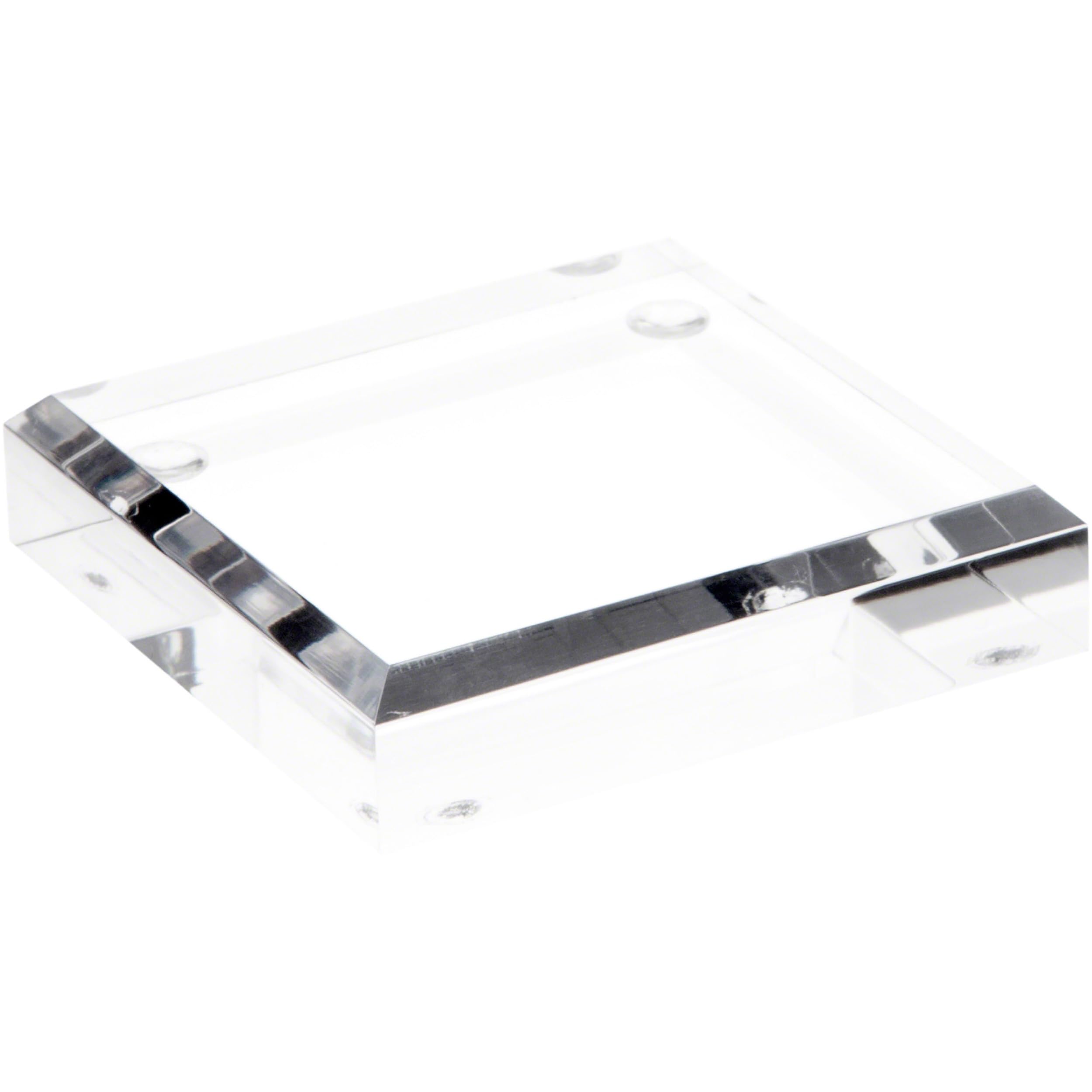 Plymor Clear Acrylic Square Beveled Display Base, 3'' W x 3'' D x 0.75'' H, Pack of 6