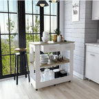 Kitchen Island 46 Inches Dozza, Two Drawers - White/Light Oak