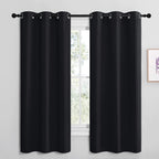 NICETOWN Halloween Bathroom Blackout Thermal Curtains and Drapes, Black Solid Thermal Insulated Grommet Blackout Drapery Panels 