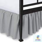 Ruffled Bed Skirt With Split Corners-Dust Ruffle - 18'' Drop 100% Microfiber Soft,Sheen & Luxurious Look - Bed Skirts (Light Gre