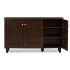Baxton Studio Wholesale Interiors Winda Modern and Contemporary 3-Door Dark Brown Wooden Entryway Shoes Storage Cabinet