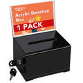 Voisen Acrylic Donation Box With Lock, Black Ballot Box With Sign Holder, Suggestion Box For Fundraising, Donation, Bar, School