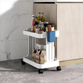 Klive 2 Layers Folding Storage Organizer Slim Rack Shelf With Wheels Kitchen Trolley Rack Holder Storage Organizer Kitchen, Bath