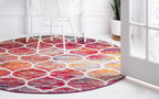 Unique Loom Trellis Frieze Collection Area Rug - Rounded (4' Round, Multi/ Black)