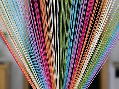 PINDIA Polyresin Decorative String Thread Room Door Curtain, 7x3.6ft, Multicolour, Set of 2 (CRTSTRING005PC2)