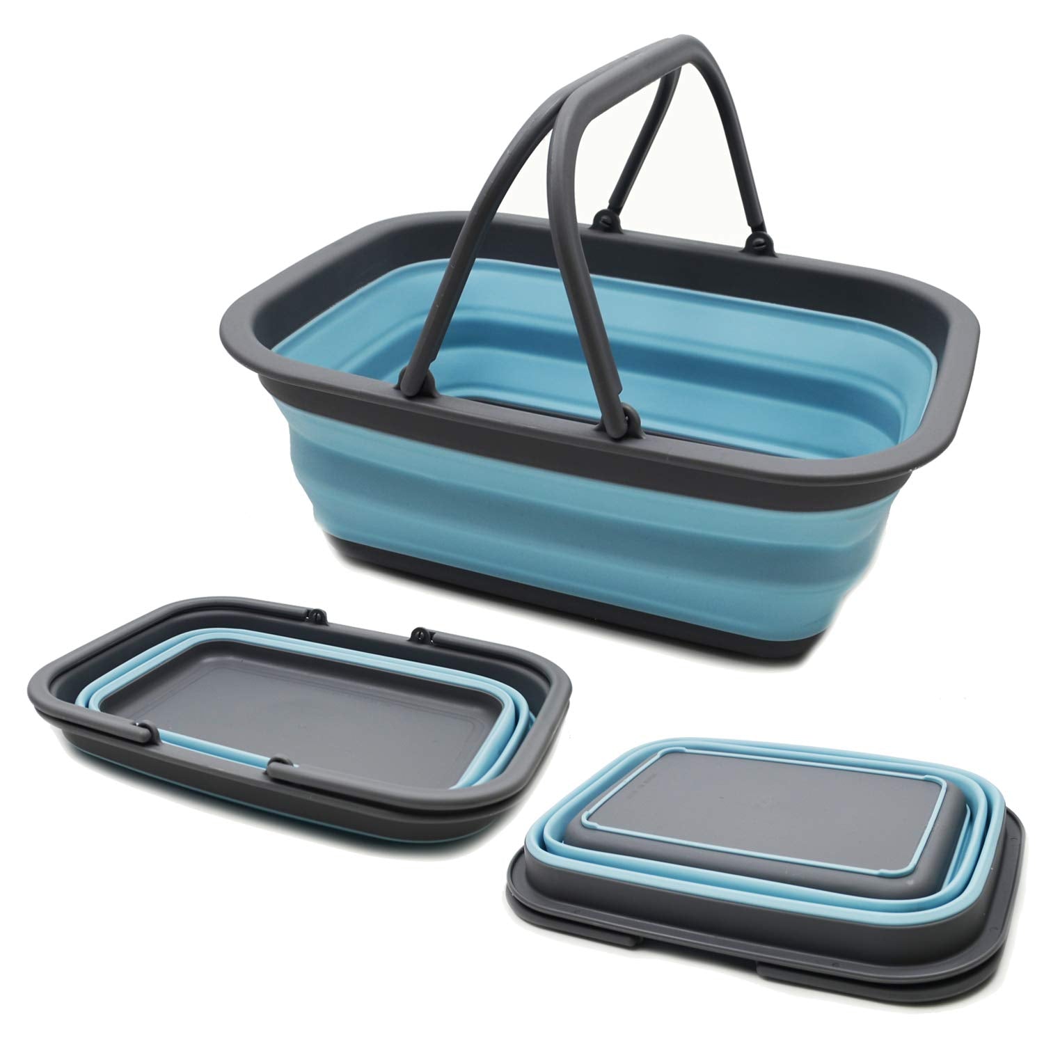 Sammart Sammart 9.2L (2.37Gallon) Collapsible Tub With Handle - Portable Outdoor Picnic Basket/Crater - Foldable Shopping Bag -