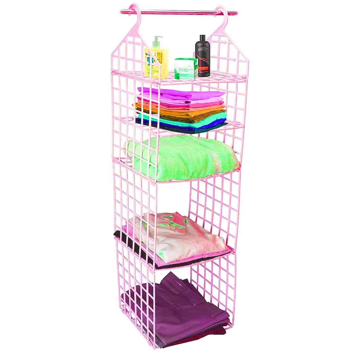 Hanging Closet Organiser, 5Tier Foldable Storage Rack, MultiPurpose Wardrobe Shelves For Clothes, Accessories