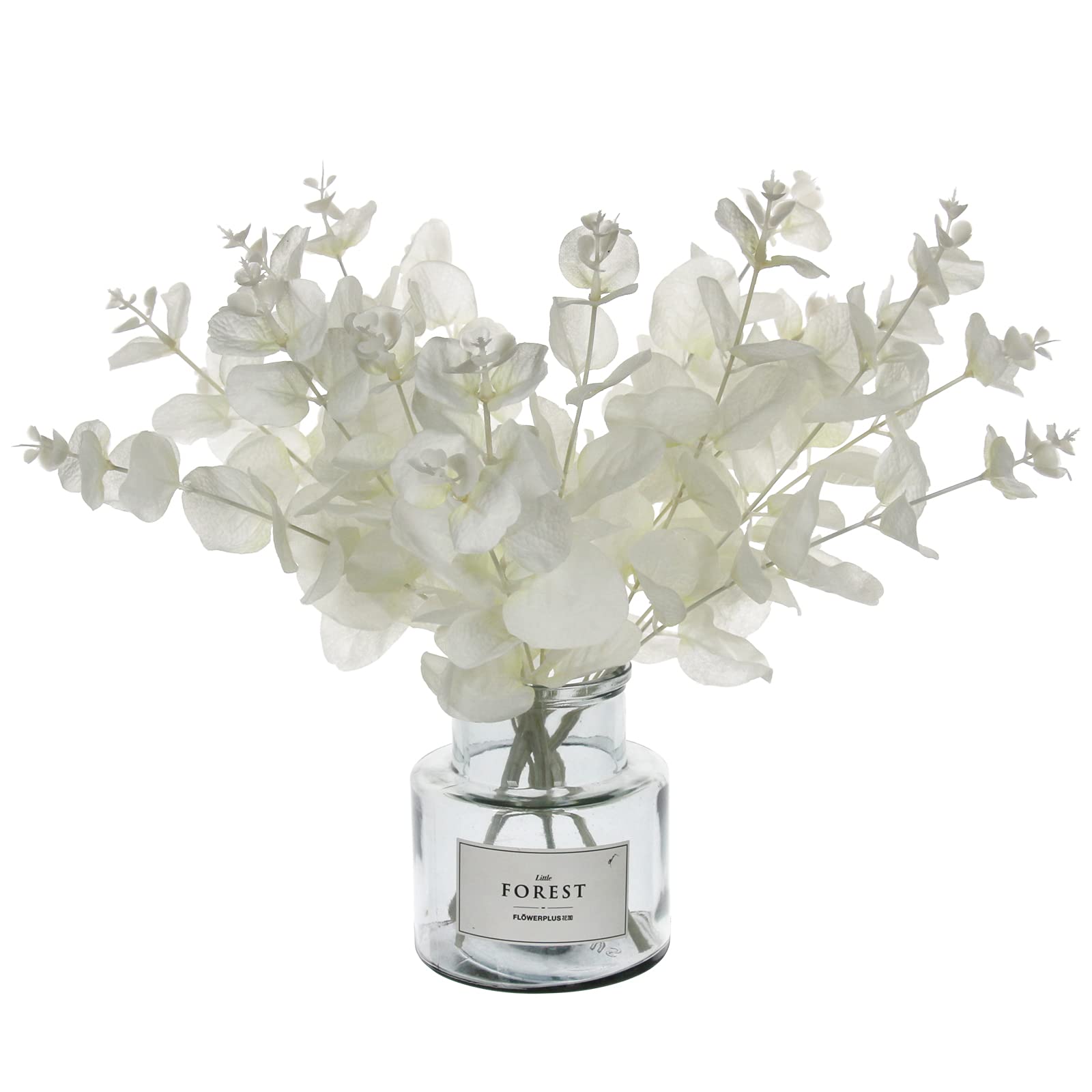 Tinsow 5 Pcs Artificial Eucalyptus Branches Real Touch Leaf Stem White Faux Eucalyptuses Wedding Bouquet Centerpiece Christmas H