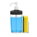 Kitchen Soap Dispenser with Sponge Holder, 800ml Large Capacity Dish Soap Dispenser Caddy, Shatterproof & Rustproof Sink Organiz