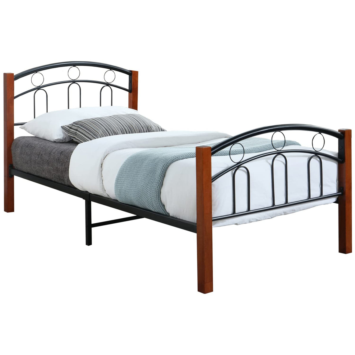 Better Home Products Empire Twin Size Platform Metal Bed Frame in Black Cherry