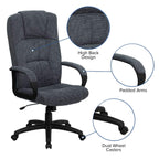 Flash Furniture Rochelle High Back Gray Fabric Executive Swivel Office Chair with Arms
