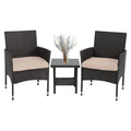 Fdw Patio Furniture Set Outdoor Furniture Wicker Bistro Rattan Chair Conversation Sets With Coffee Table For Yard Backyard Lawn Porch Poolside Balcony,Black And Beige