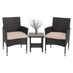 Fdw Patio Furniture Set Outdoor Furniture Wicker Bistro Rattan Chair Conversation Sets With Coffee Table For Yard Backyard Lawn Porch Poolside Balcony,Black And Beige