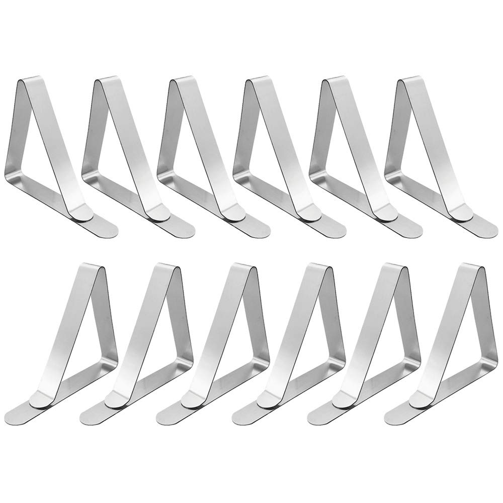 Alamic Tablecloth Clips Large Picnic Table Clips For 1.7-2.5' Thickness Picnic Table Cloth Holders Stainless Steel Table Cover Clips Clamps - 12 Pack