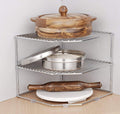 Indian Decor. Metal Chrome Plated Plate Rack/Kitchen Shelf/Corner Shelf / 11X11X9.5, Silver