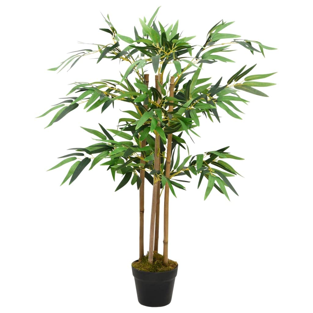 vidaXL 35.4&quot; Artificial Bamboo Plant with Pot - Low Maintenance, Lifelike Twiggy Bamboo Plant for Indoor Home or Office Decor, Made from Durable Materials