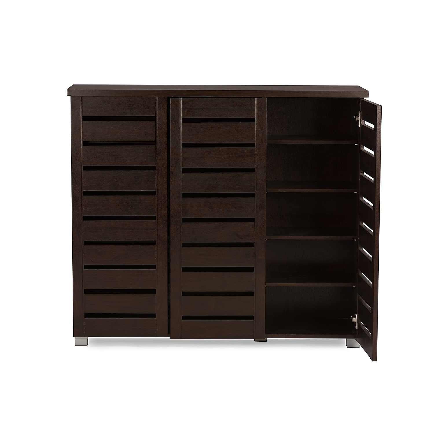 Baxton Studio Adalwin 3-Door Shoe Storage Cabinet, Dark Brown (118-6517-HiT)